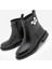 Kadın Fermuarlı Tokalı Günlük Bot Velis Siyah 1