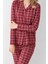 Uzun Kol Önden Düğmeli Ekoseli Kadın Pijama Takım 3447 2