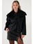 Oversize Geniş Yaka Çıtçıt Düğmeli Astarlı Peluş Mont Bayan Mont 6839623 1