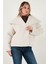Oversize Geniş Yaka Çıtçıt Düğmeli Astarlı Peluş Mont Bayan Mont 6839623 1