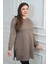 Kadın Yanları Düğme Detaylı Yırtmaçlı Büyük Beden Triko Tunik Bluz 2