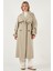 Pamuklu Oversize Kruvaze Yaka Düğmeli Uzun Trençkot Bayan Trençkot 6839605 1