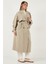 Pamuklu Oversize Kruvaze Yaka Düğmeli Uzun Trençkot Bayan Trençkot 6839605 4