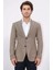Slim Fit Mono Yaka Koyu Bej Astarsız Tek Ceket 2