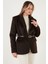 Regular Fit Astarlı Kemer Detaylı Peluş Dokulu Ceket Bayan Ceket 6839490 1
