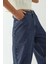 Kadın Yüksek Bel Geniş Bacaklı Kot Pantolon Koyu Mavi Denim 13