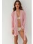 Kadın Ekstra Yumuşak Kuşaklı Örme Sabahlık Pink 4