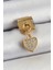 316L Çelik Sallantılı Zirkon Taşlı Kalp Model Gold Renk Nomination Charm 1