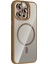 Apple iPhone 15 Pro Max Remim Lensli Magsafe Standlı Kapak - Kahverengi 2