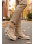 Bej Içi Kürklü Fermuarlı Kadın Topuklu Bot 3