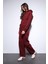 Bordo Kapüşonlu Basic Kadın Sweatshirt 2