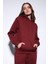 Bordo Kapüşonlu Basic Kadın Sweatshirt 4