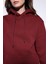 Bordo Kapüşonlu Basic Kadın Sweatshirt 6
