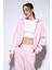 Pembe Fermuarlı Kapüşanlı Kadın Sweatshirt 3