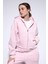 Pembe Fermuarlı Kapüşanlı Kadın Sweatshirt 5