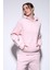 Pembe Kapüşonlu Basic Kadın Sweatshirt 2