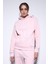 Pembe Kapüşonlu Basic Kadın Sweatshirt 4