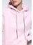 Pembe Kapüşonlu Basic Kadın Sweatshirt 5