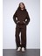 Kahve Kapüşonlu Basic Kadın Sweatshirt 1