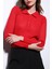 Kırmızı Polo Yaka Desenli Triko Kadın Kazak 5