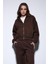 Kahve Fermuarlı Kapüşanlı Kadın Sweatshirt 2