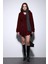 Bordo Süet Görünümlü Kadın Trençkot 3