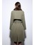 Haki Suni Kürklü Yaka Kadın Trençkot 7