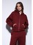Bordo Fermuarlı Kapüşanlı Kadın Sweatshirt 2
