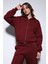 Bordo Fermuarlı Kapüşanlı Kadın Sweatshirt 5