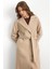 Punto Dikiş Detaylı Oversize Premium Kaban Bej 3108 4