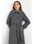 Pelerin Detaylı Kruvaze Uzun Boy Kaban Koyu Gri 3087 3
