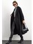 Punto Dikiş Detaylı Oversize Premium Kaban Siyah 3108 3