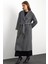 Punto Dikiş Detaylı Oversize Premium Kaban Koyu Gri 3108 3