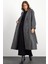 Punto Dikiş Detaylı Oversize Premium Kaban Koyu Gri 3108 4