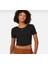 Sportswear Chill Knit Sıkı Kesimli Yuvarlak Sırtlı Kısa Kollu Mini Fitilli Siyah Kadın T-Shirt 1