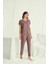 Monamise Kısa Kollu V Yakalı Dantelli Pijama Takımı 4