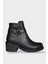 Kadın Toka Detaylı Fermuarlı Kalın Topuk Bot SİYAH 1