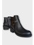 Kadın Toka Detaylı Fermuarlı Kalın Topuk Bot SİYAH 2