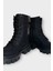 Kışlık Bağcıklı Fermurlı Uzun Kadın Bot Siyah 3