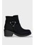 Kadın Toka Detaylı Fermuarlı Kalın Topuk Bot SİYAH - FÜME 1