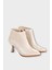 Topuklu Fermuarlı Kadın Bot (8 Cm) Bej 8