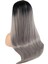 Fiber Sentetik Düz Uzun Tül Peruk - Siyah Gri Ombreli 4