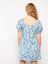 Xsıde Mavi Kare Yaka Desenli Kısa Kollu Pamuklu Kadın Elbise 5