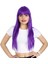 Uzun Kahküllü Fiber Sentetik Peruk - Mor 1