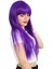 Uzun Kahküllü Fiber Sentetik Peruk - Mor 2