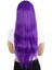 Uzun Kahküllü Fiber Sentetik Peruk - Mor 4
