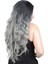 Su Dalgası Uzun Perçemsiz Fiber Sentetik Peruk - Siyah / Gri Ombreli 2