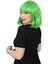 Küt Kahküllü Fiber Sentetik Peruk - Neon Yeşil 3