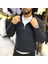 Erkek Slim Fit Fermuarlı Siyah Renk Triko Kazak 1