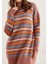 Renkli Şeritli Yumuşak Dokulu Triko Tunik Elbise Gül Kurusu 2